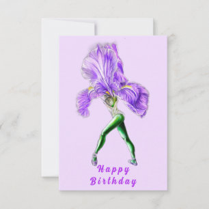 Ballerina Iris Flower Ballet Dancer Carte Annivers