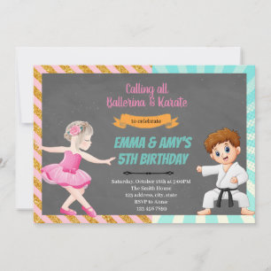 Ballerina karate co-party Invitation