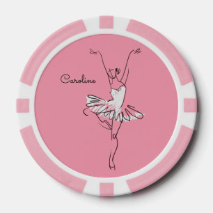 Ballerina nom personnalisé et jetons de poker coul
