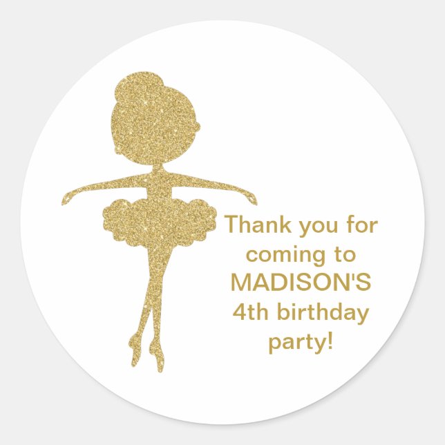 Ballerina Parties scintillant or mignonne Stickers (Devant)