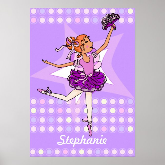 Ballerina pêche - affiche de la fille à cheveux ro (Devant)