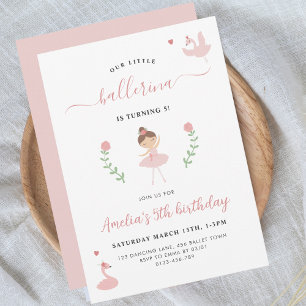 Ballerina Pink Pastel Girlie Invitation Anniversai