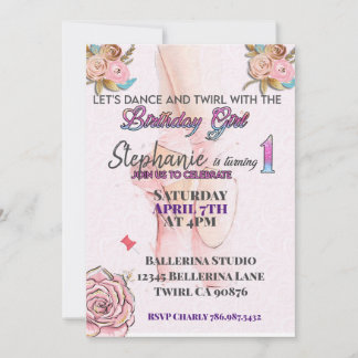Ballerina Première invitation d'anniversaire