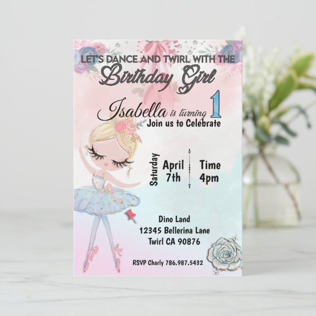 Ballerina Première invitation d'anniversaire (Debout devant)