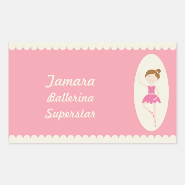Ballerina rose 1 Stickers Rectangle (Devant)