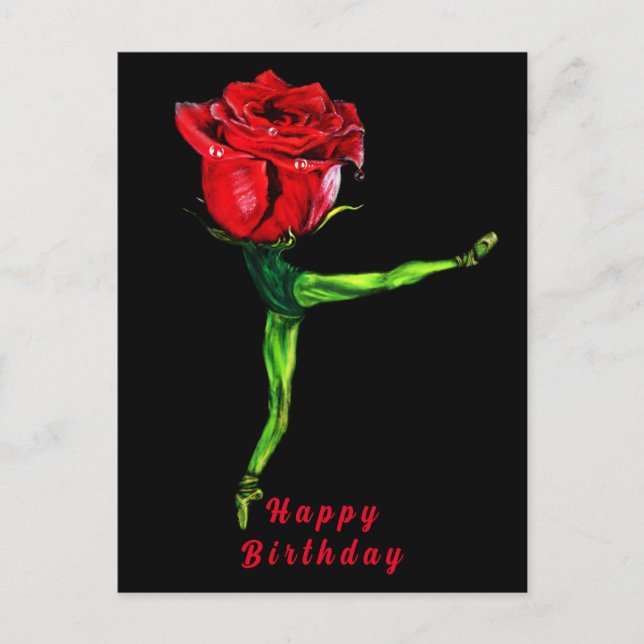 Ballerina Rose Ballet Dancer Anniversaire Carte (Devant)