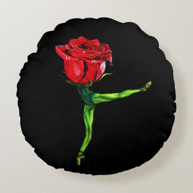 Ballerina Rose Ballet Dancer Coussin rond (Devant)