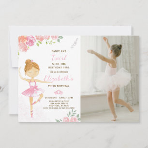 Ballerina Rose Cute Invitation Anniversaire Avec P