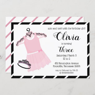 Ballerina rose et noire mignonne Invitation d'anni