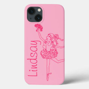 Ballerina rose filles nom coque ipad personnalisé