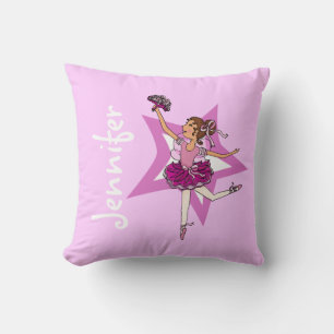 Ballerina rose - filles "votre nom" coussin