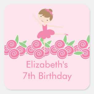 Ballerina rose Tutu Danse Anniversaire Sticker