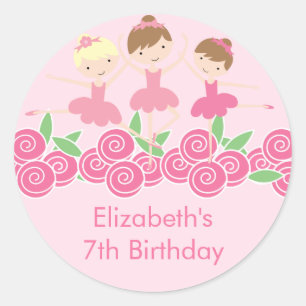 Ballerina rose Tutu Danse Anniversaire Sticker