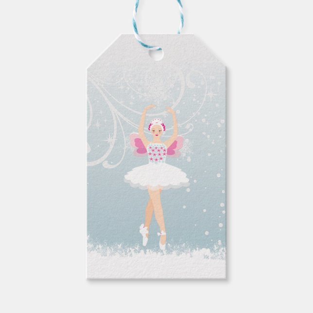 Ballerina, snowflakes Winter Wonderland étiquette  (Devant)