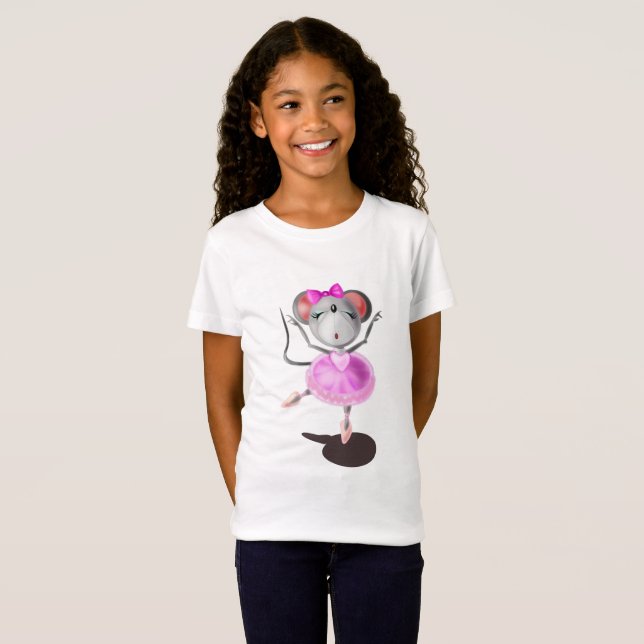Ballerina Souris Drôle T-shirt Joyeux Danseur de b (Devant entier)