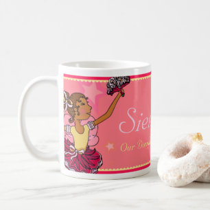 Ballerina star star pink & dark girl mug