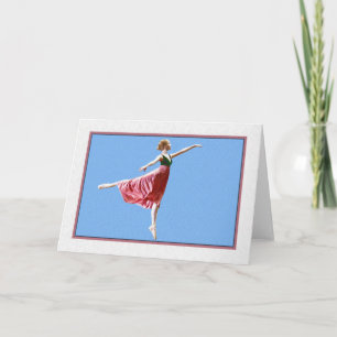 Ballerina sur Blue Blank Note ou carte de voeux
