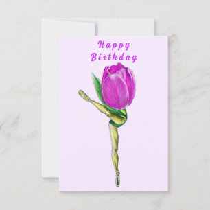 Ballerina Tulip Ballet Dancer Bonne Carte d'Annive