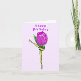 Ballerina Tulip Ballet Dancer Bonne Carte d'Annive