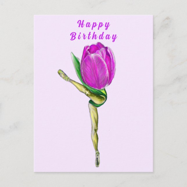 Ballerina Tulip Ballet Dancer Carte Anniversaire (Devant)