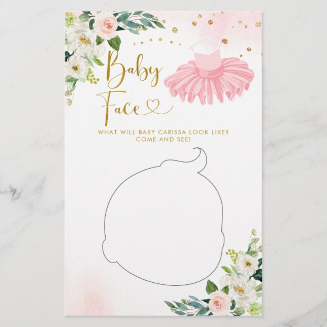 Ballerina Tutu Baby shower Baby Face Jeu (Devant)