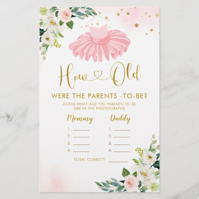 Ballerina Tutu Baby shower Comment les vieux paren (Devant)