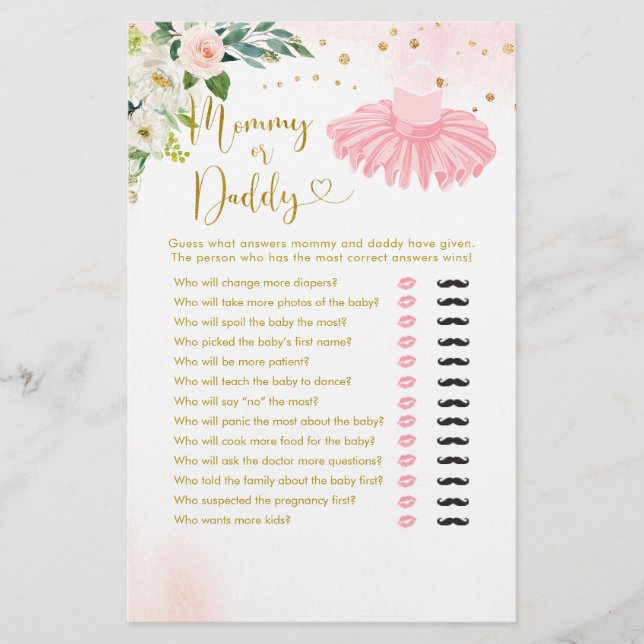 Ballerina Tutu Baby shower maman ou papa (Devant)