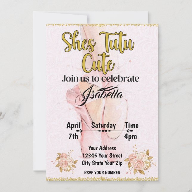 Ballerina Tutu invitation anniversaire (Devant)