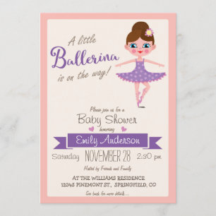 Ballerina violette, Invitation Baby shower fille