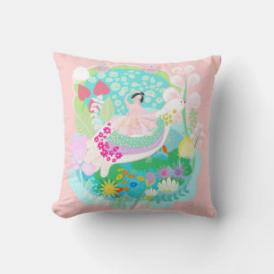 Ballérine avec oiseaux Coussin personnalisé avec i