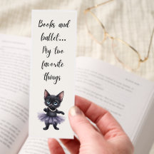Ballerine Chat Noir avec Livres et Ballet de Perle