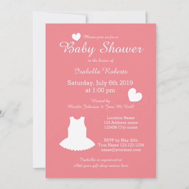 Ballerine de corail invitation bébé douche avec tu (Devant)