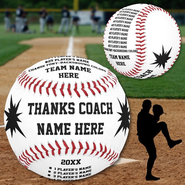 Balles de base personnalisées avec entraîneur, NOM (Baseball Coach Gift Ideas. Coach Baseball Gifts. Personalized Baseball Coach Gifts. Custom Baseball.)