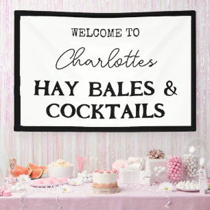 Balles de foin et cocktails bannière de fête d'ent