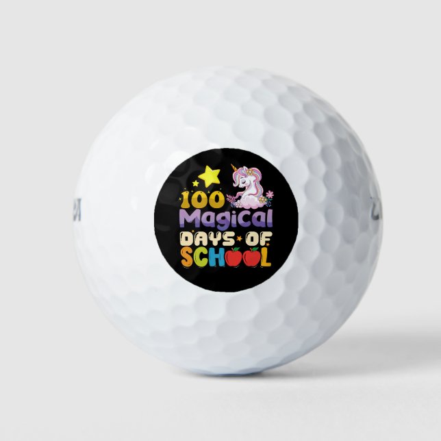 Balles De Golf 100 Jours Magiques De L'École Unicorn Enseignant (Devant)