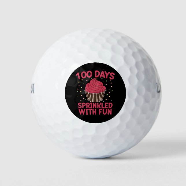 Balles De Golf 100 Jours Parsemés De Fun Cupcake Écolière  (Devant)