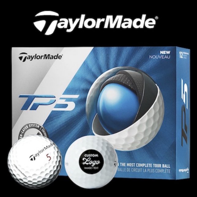 Balles De Golf 12 x TaylorMade TP5 Custom Logo Golf Balls (Box of 12 Taylor Made TP5 custom logo golf balls.)