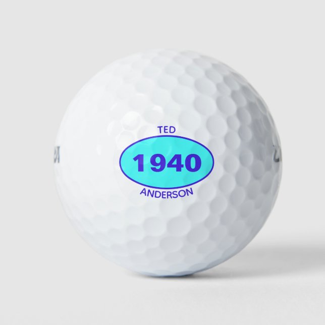 Balles De Golf 1940 Modifiable 80e anniversaire bleu Personnalisé (Devant)