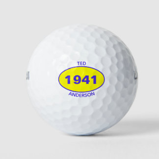 Balles De Golf 1941 80e Anniversaire Jaune Nom Année Boules de Go