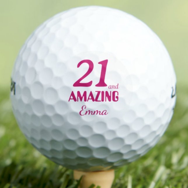 Balles De Golf 21st Birthday Elegant 21 and Amazing Pink (Créateur téléchargé)