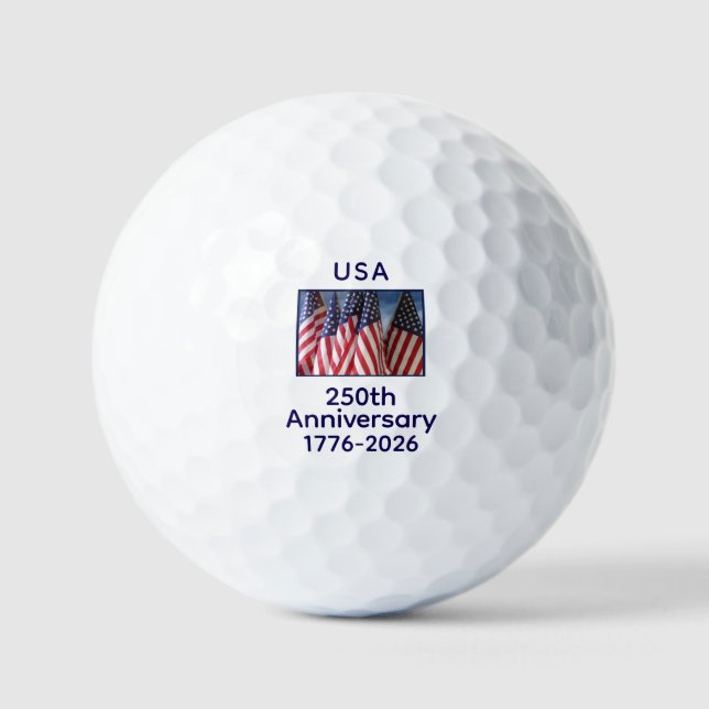 Balles De Golf 250e anniversaire USA Patriotic American Flags (Recto)