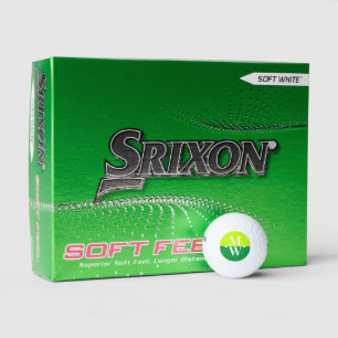 Balles De Golf 2 initiales Monogramme vertical Moderne vert 2 ton