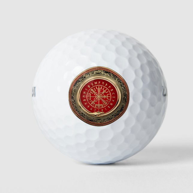 Balles De Golf [310] Vegvisir - Viking Gold Magic Runic Compass (Devant)