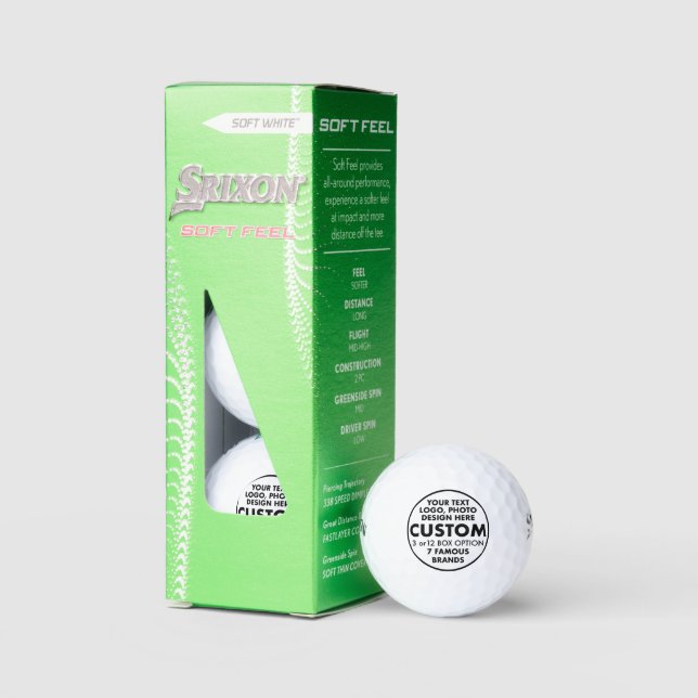 Balles De Golf 3 balles personnalisées Srixon Soft Feed Golf (Conditionnement)
