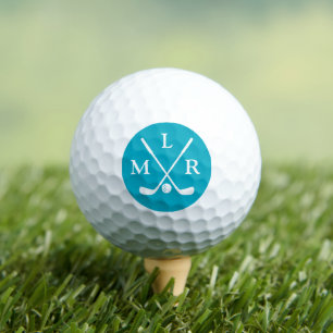 Balles De Golf 3 Initiales du nom Monogramme Azure personnalisé