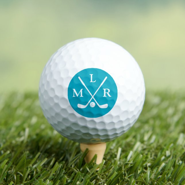 Balles De Golf 3 Initiales du nom | Monogramme Azure personnalisé (T-shirt Insitu)