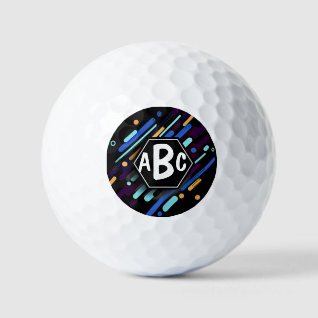 Balles De Golf 3 Lettre initiale Monogramme Cadre noir Peinture b (Recto)