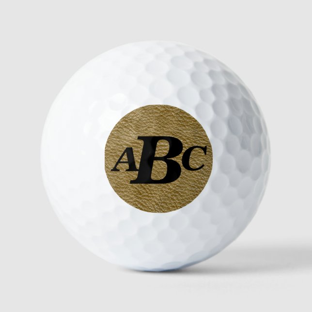 Balles De Golf 3 Lettre Monogramme Beige Brown initial look (Recto)