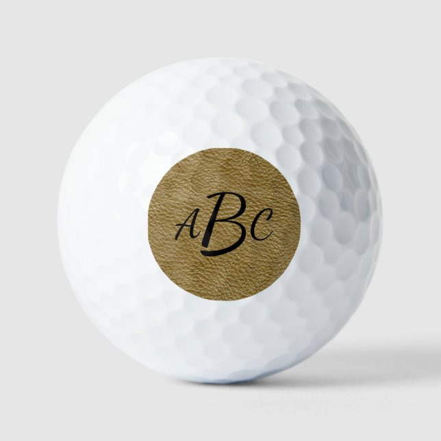 Balles De Golf 3 Lettre Monogramme Beige Brown initial look (Recto)