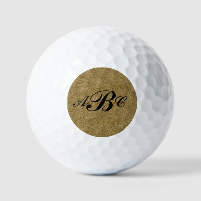 Balles De Golf 3 Lettre Monogramme Beige Brown initial look (Recto)